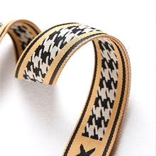 Load image into Gallery viewer, 5cm Bag Strap - Mustard, Black, and Cream Houndstooth Star Pattern
