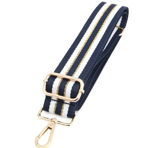 4cm Bag Strap - Navy, White, and Gold Lurex Stripes