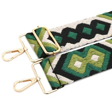 Load image into Gallery viewer, 5cm Bag Strap - Green, Black, and Beige Geometric Pattern
