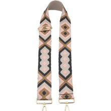 Load image into Gallery viewer, 5cm Bag Strap: Blush, Beige, Taupe, and Charcoal Geometric Pattern
