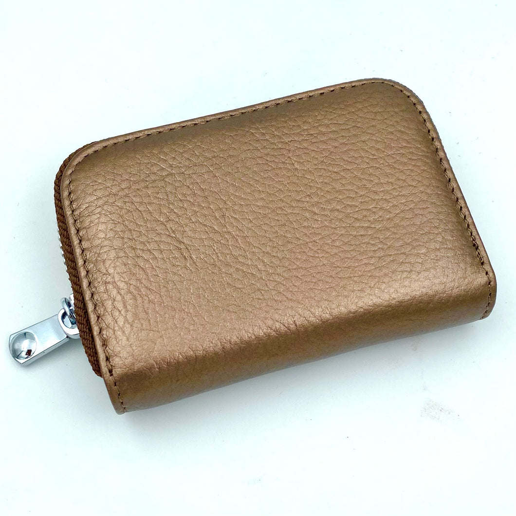 JOY Genuine Leather Purse/Card Wallet - Bronze