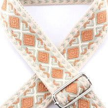 Load image into Gallery viewer, 5cm Bag Strap (SILVER Hardware) - Sage, Beige, and Tan Geometric Pattern
