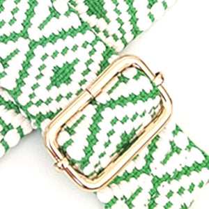 4cm Bag Strap: Green & White Diamond Pattern