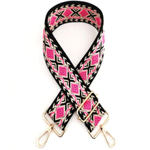 Load image into Gallery viewer, 5cm Bag Strap: Hot Pink, Black, and Beige Geometric Pattern
