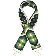 Load image into Gallery viewer, 5cm Bag Strap - Green, Black, and Beige Geometric Pattern
