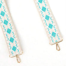 Load image into Gallery viewer, 5cm Bag Strap - Turquoise, White, and Beige Geometric Pattern
