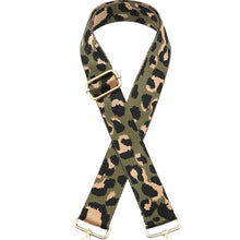 Load image into Gallery viewer, 4cm Bag Strap - Metallic Army Green, Black, and Beige Leopard Pattern
