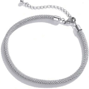 Grey fabric cord bracelet with 925 Sterling Silver Clasp (Extra small)