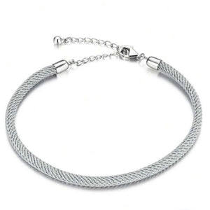 Grey fabric cord bracelet with 925 Sterling Silver Clasp (Extra small)